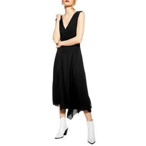 TOPSHOP Pleated Pinafore Midi Dress